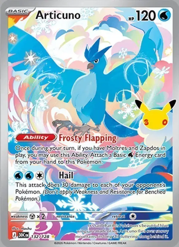 Articuno #132 30th Celebration PSA 10