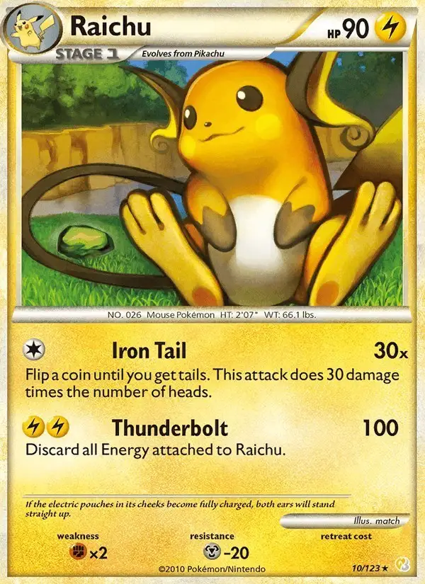 Raichu #10 HeartGold SoulSilver PSA 10