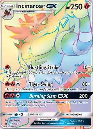 Incineroar GX #147 Guardians Rising PSA 10