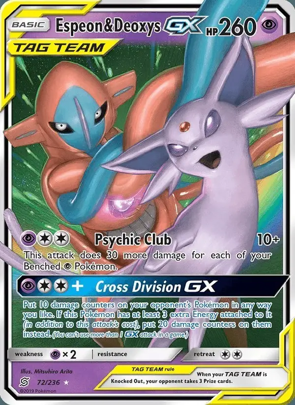 Espeon & Deoxys GX #72 Unified Minds PSA 10
