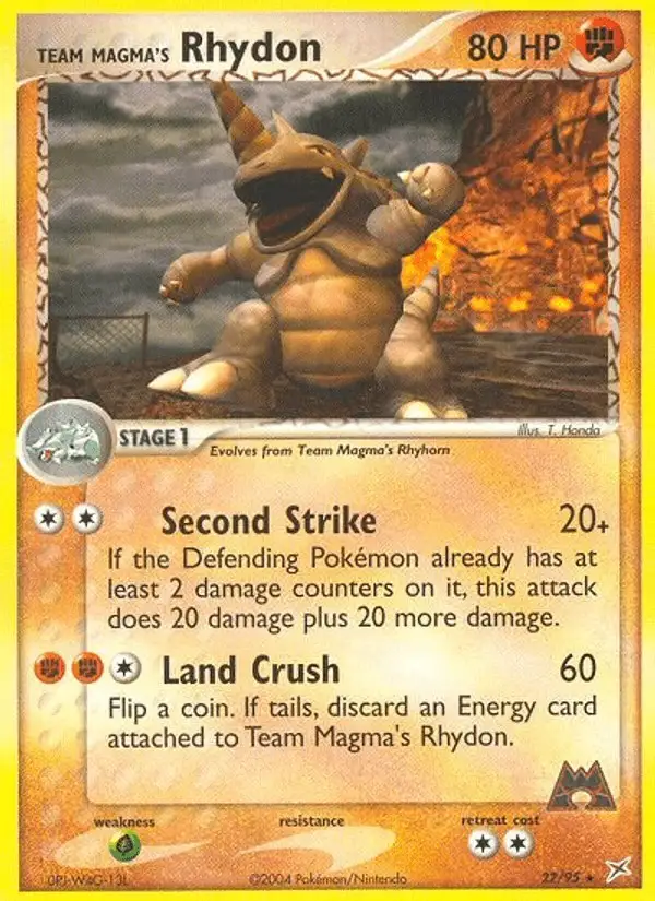 Team Magma's Rhydon #22 Team Magma vs Team Aqua PSA 10