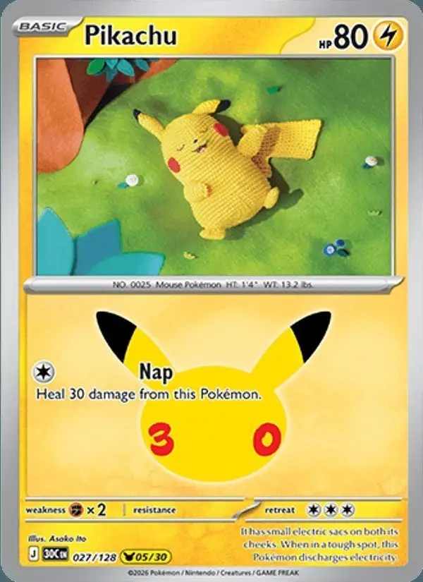 Pikachu #027 30th Celebration PSA 10