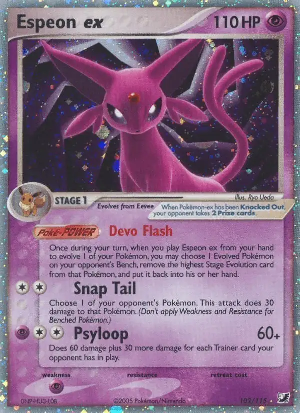 Espeon ex #102 Unseen Forces PSA 10