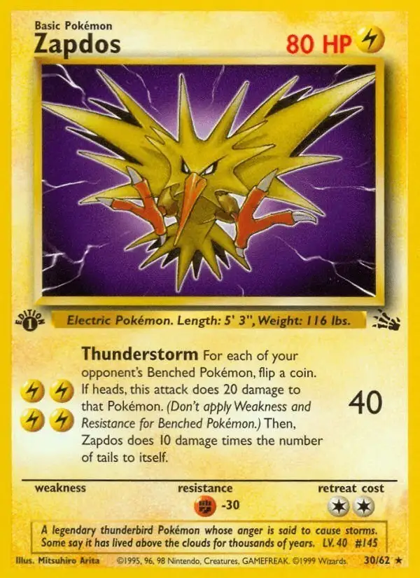 Zapdos #30 Fossil PSA 10