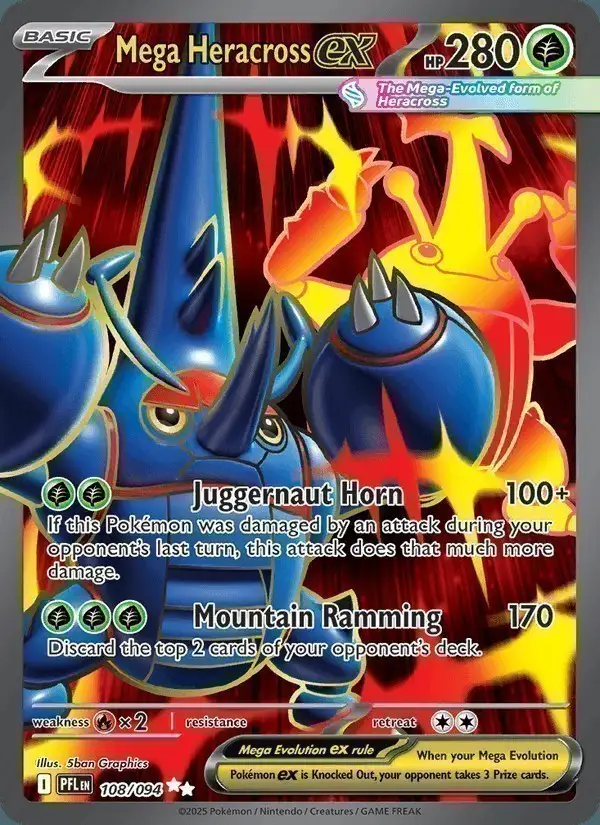 Mega Heracross ex #108 Phantasmal Flames PSA 10