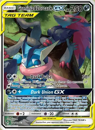 Greninja & Zoroark GX #201 Unbroken Bonds PSA 10