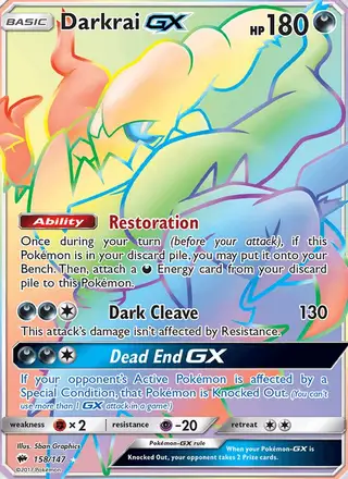 Darkrai GX #158 Burning Shadows PSA 10