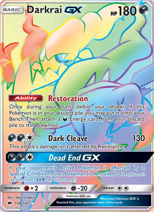 Darkrai GX #158 Burning Shadows PSA 10