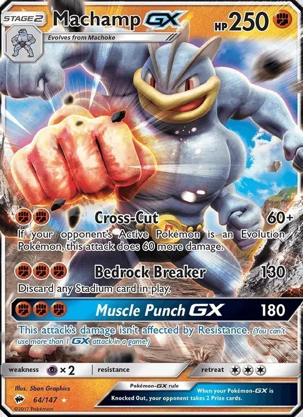 Machamp GX #64 Burning Shadows PSA 10