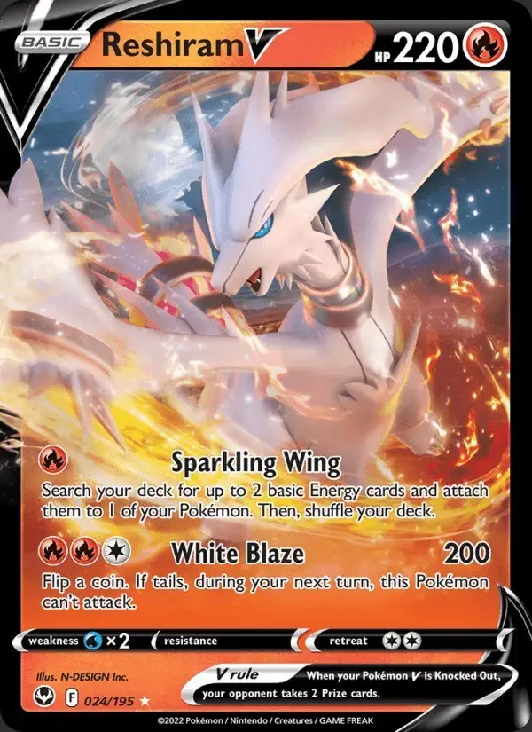 Reshiram V #024 Silver Tempest PSA 10