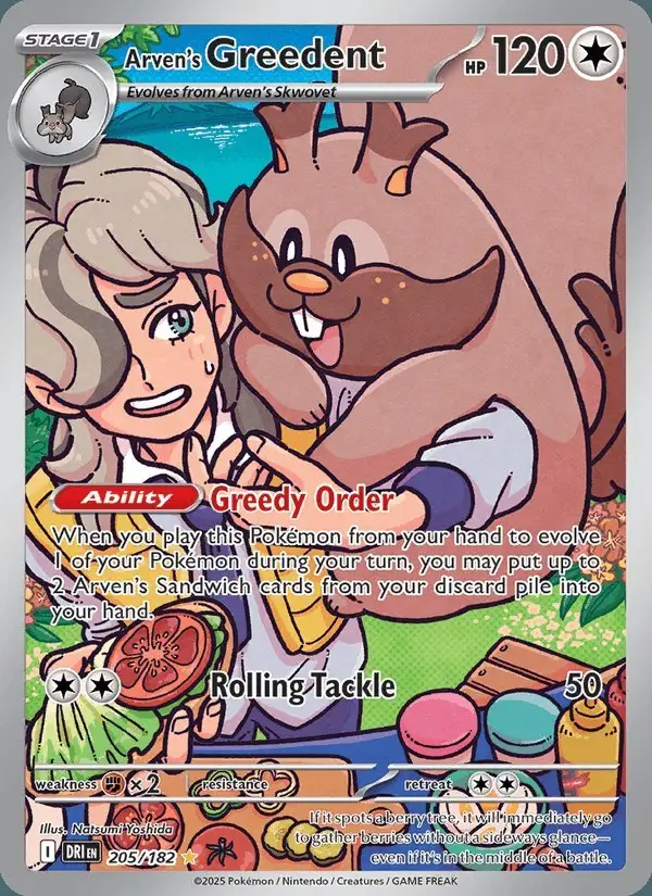 Arven's Greedent #205 Destined Rivals PSA 10
