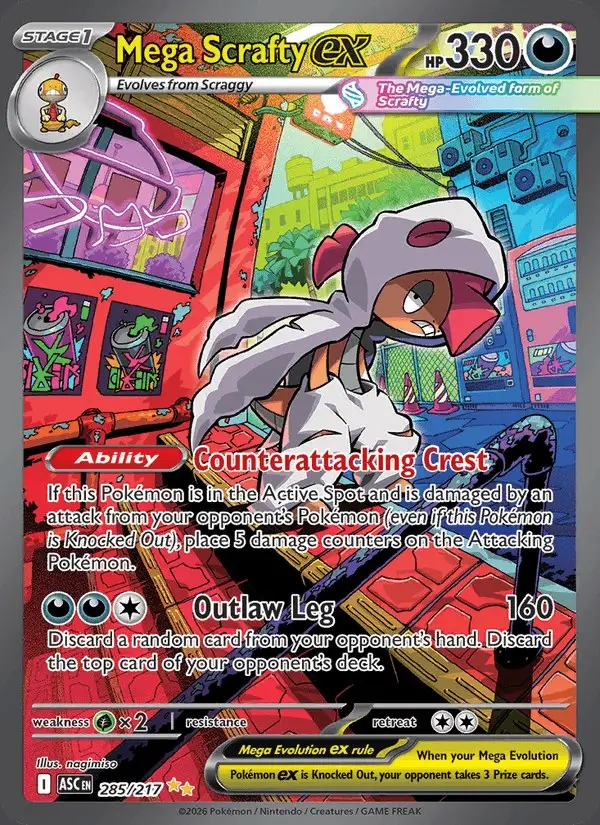 Mega Scrafty ex #285 Ascended Heroes PSA 10