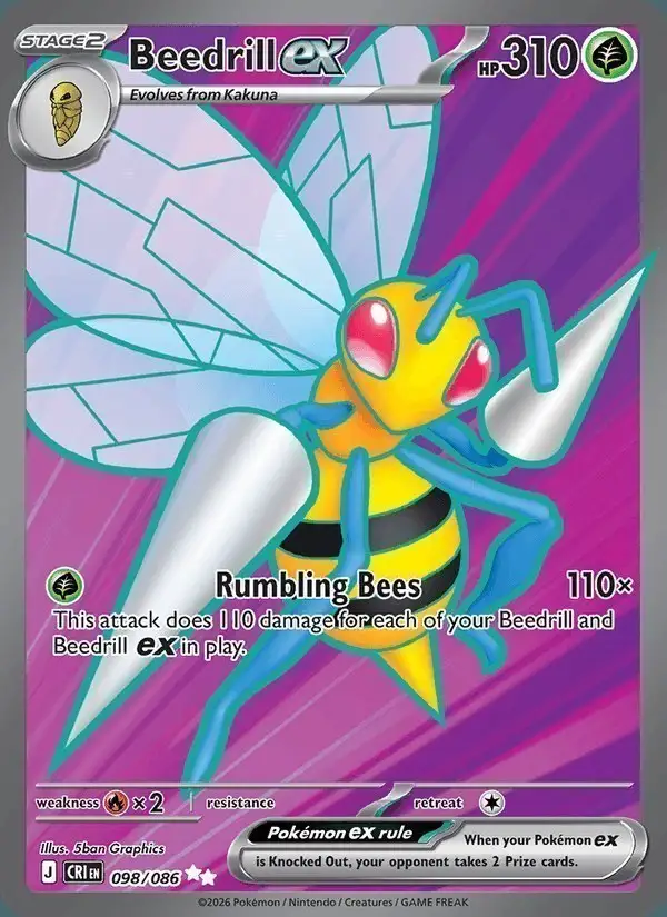 Beedrill ex #098 Chaos Rising PSA 10