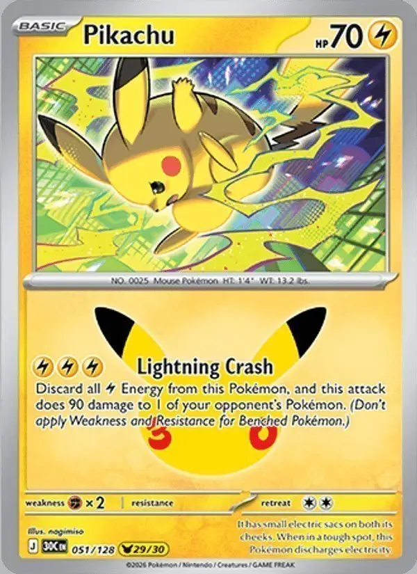 Pikachu #051 30th Celebration PSA 10