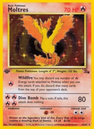 Moltres #12 Fossil PSA 10