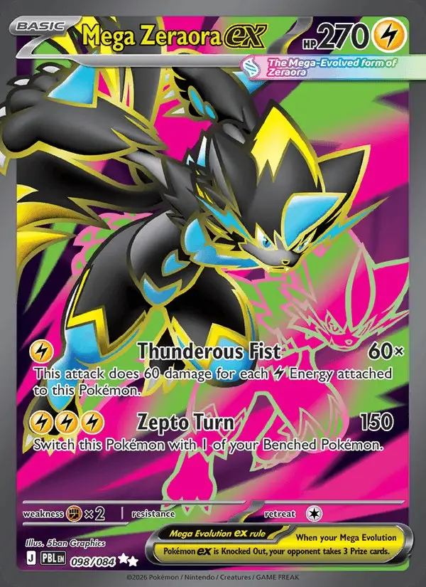 Mega Zeraora ex #098 Pitch Black PSA 10