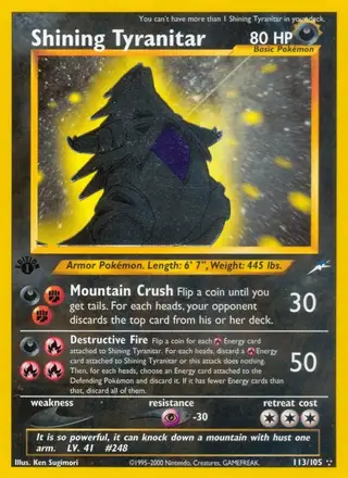 Shining Tyranitar #113 Neo Destiny PSA 10