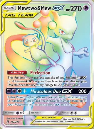 Mewtwo & Mew GX #242 Unified Minds PSA 10