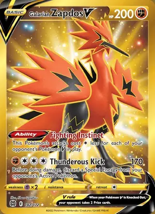 Galarian Zapdos V #182 Brilliant Stars PSA 10