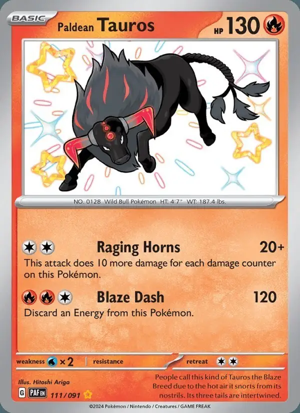 Paldean Tauros #111 Paldean Fates PSA 10