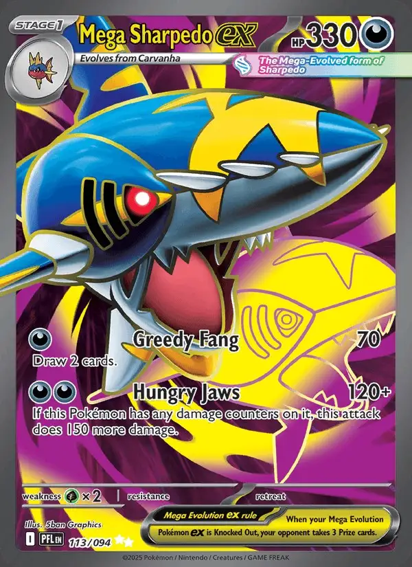 Mega Sharpedo ex #113 Phantasmal Flames PSA 10