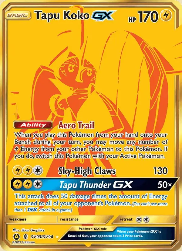 Tapu Koko-GX #SV93 Hidden Fates Shiny Vault PSA 10