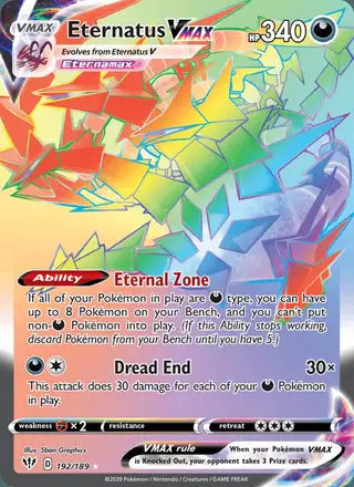 Eternatus VMAX #192 Darkness Ablaze PSA 10