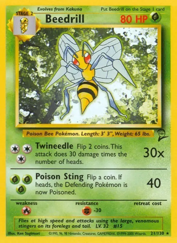 Beedrill #21 Base Set 2 PSA 10