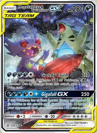 Mega Sableye & Tyranitar GX #226 Unified Minds PSA 10
