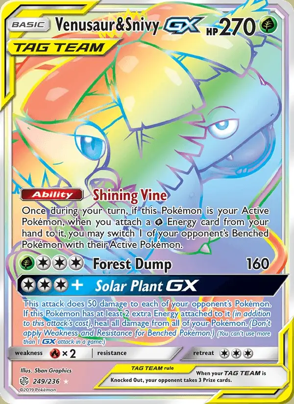 Venusaur & Snivy GX #249 Cosmic Eclipse PSA 10