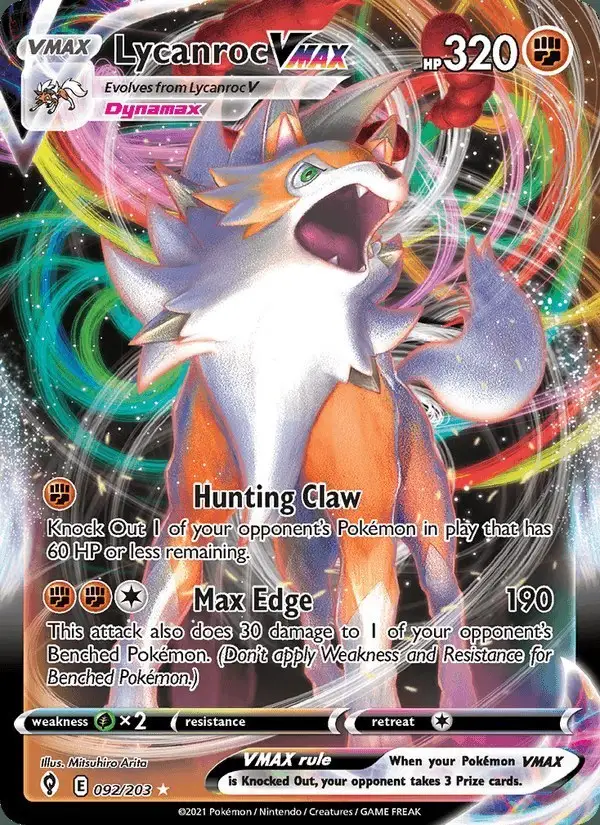 Lycanroc VMAX #92 Evolving Skies PSA 10