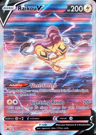 Raikou V (Full Art) #GG41 Crown Zenith PSA 10