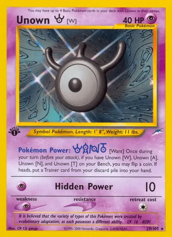 Unown [W] #29 Neo Destiny PSA 10