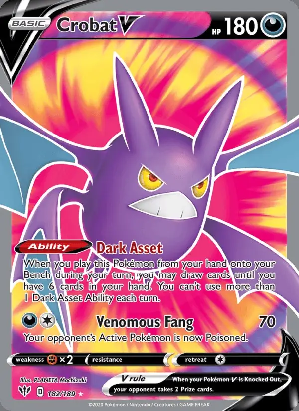 Crobat V #182 Darkness Ablaze PSA 10