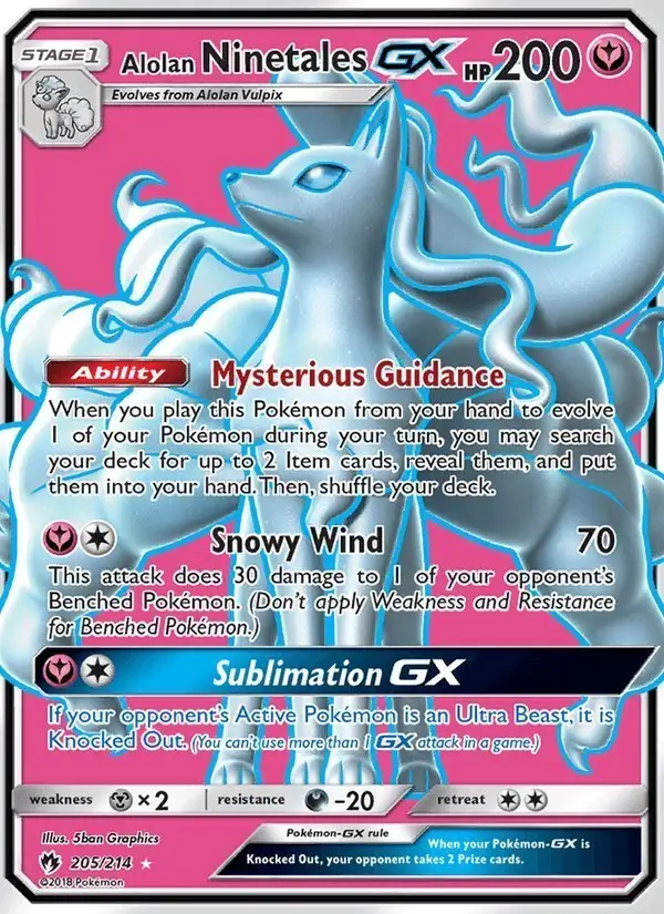 Alolan Ninetales GX #205 Lost Thunder PSA 10