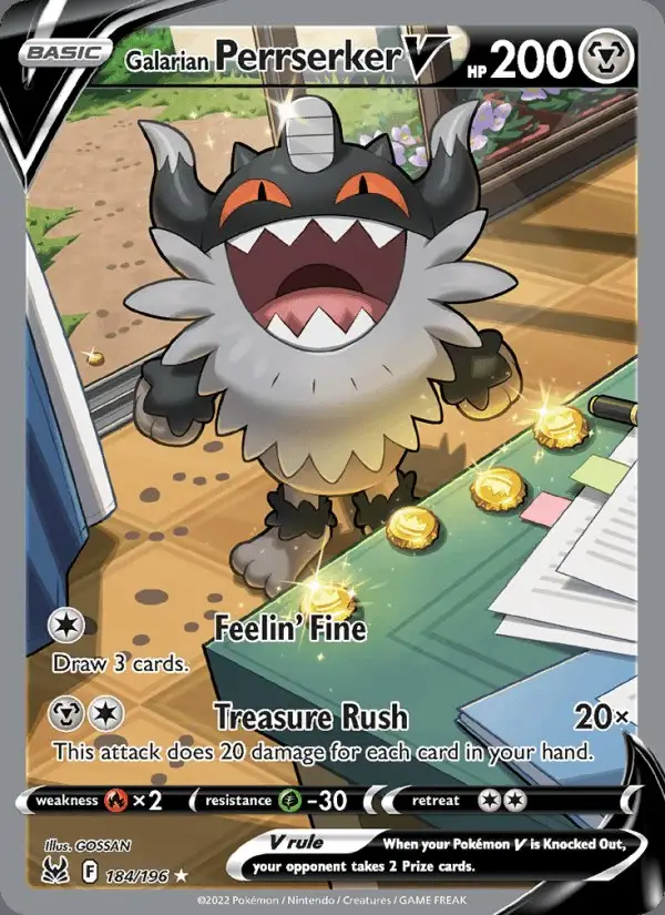 Galarian Perrserker V #184 Lost Origin PSA 10