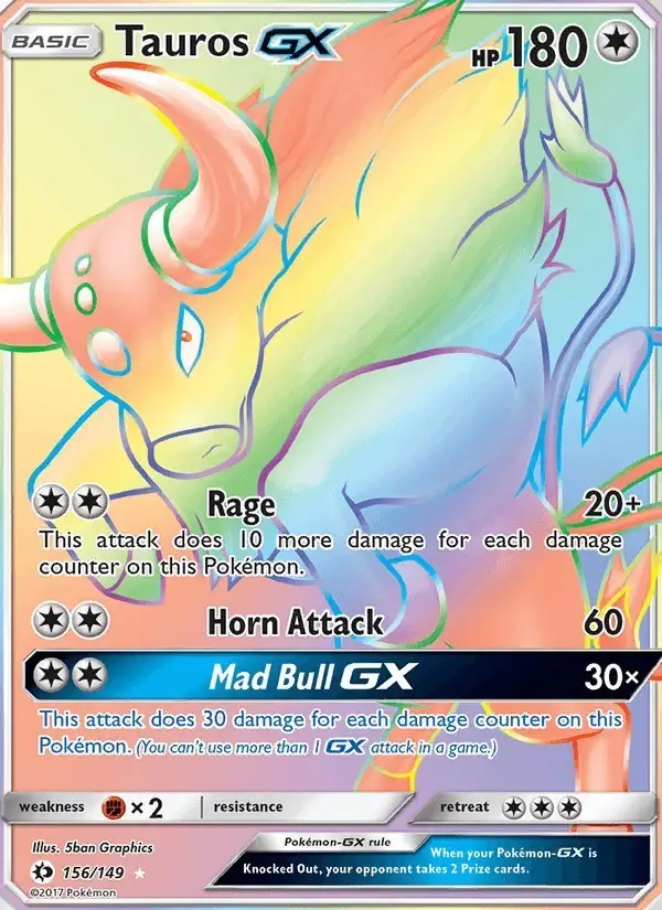 Tauros GX #156 Sun & Moon PSA 10