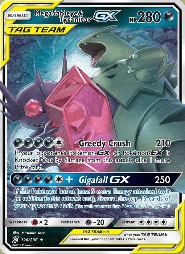 Mega Sableye & Tyranitar GX #126 Unified Minds PSA 10