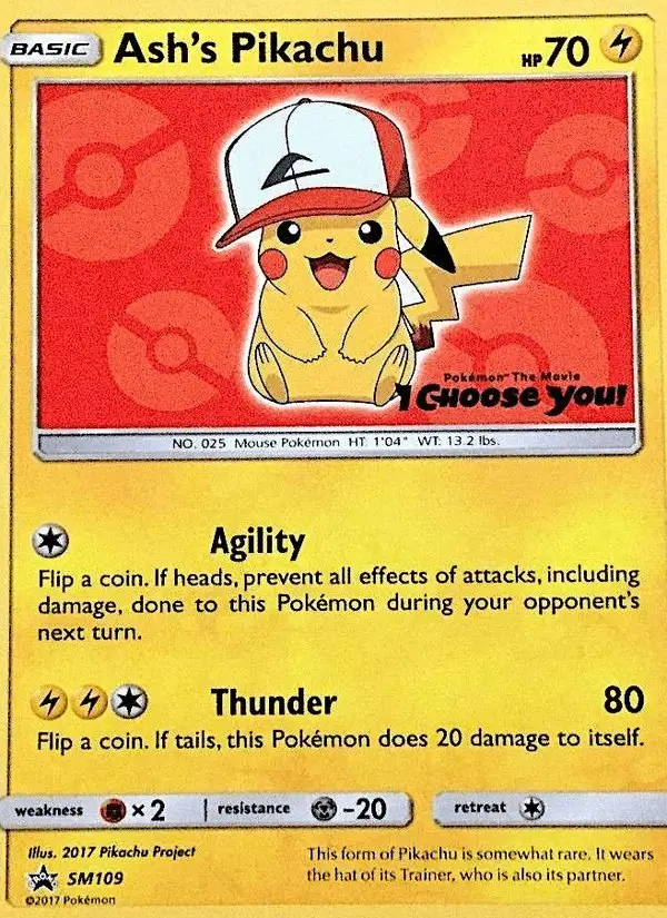 Ash's Pikachu #SM109 SM Black Star Promos PSA 10