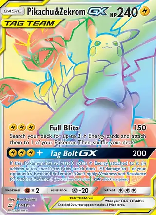 Pikachu & Zekrom GX #184 Team Up PSA 10