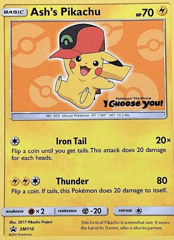 Ash's Pikachu #SM110 SM Black Star Promos PSA 10