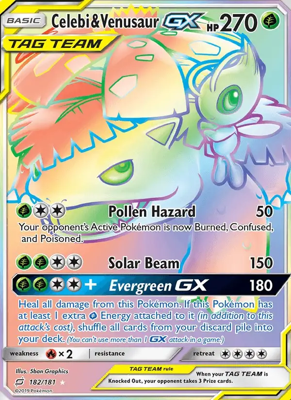 Celebi & Venusaur GX #182 Team Up PSA 10