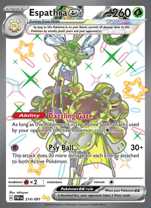 Espathra ex #214 Paldean Fates PSA 10