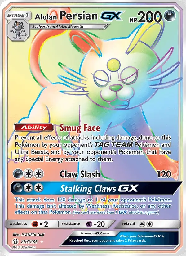 Alolan Persian GX #257 Cosmic Eclipse PSA 10