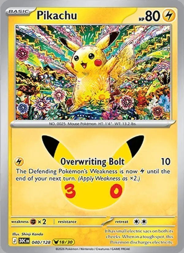 Pikachu #040 30th Celebration PSA 10