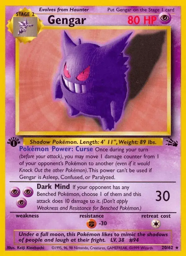 Gengar #20 Fossil PSA 10