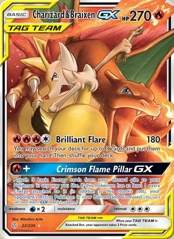 Charizard & Braixen GX #22 Cosmic Eclipse PSA 10