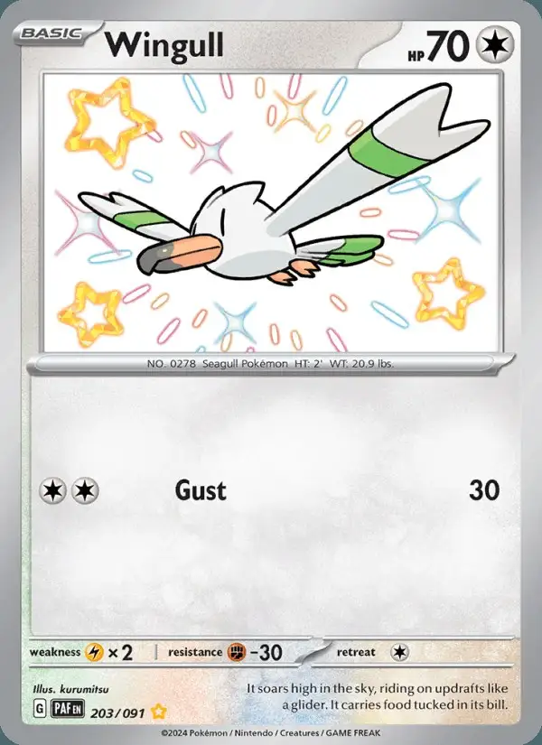 Wingull #203 Paldean Fates PSA 10