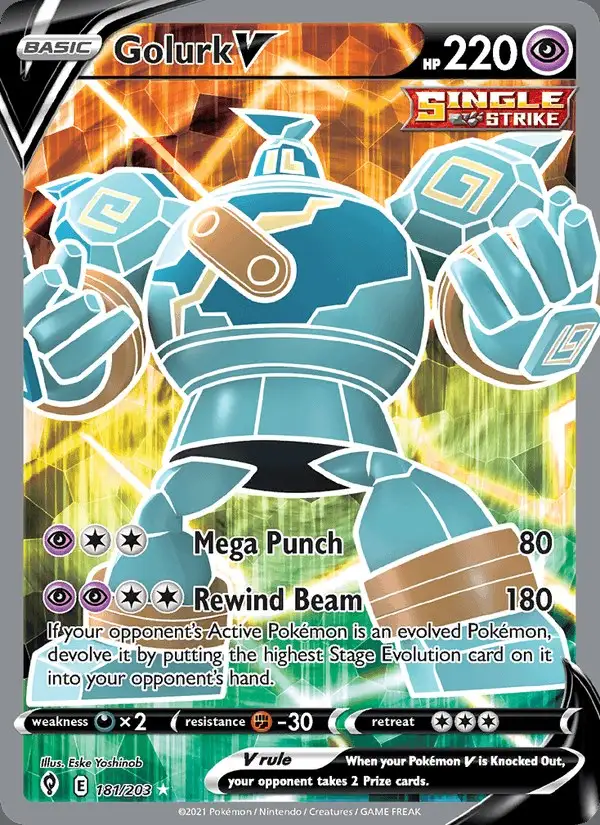 Golurk V #181 Evolving Skies PSA 10