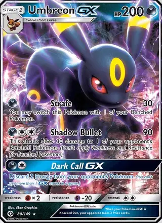 Umbreon GX #80 Sun & Moon PSA 10